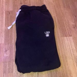 LRG black sweatpants with white draw strings